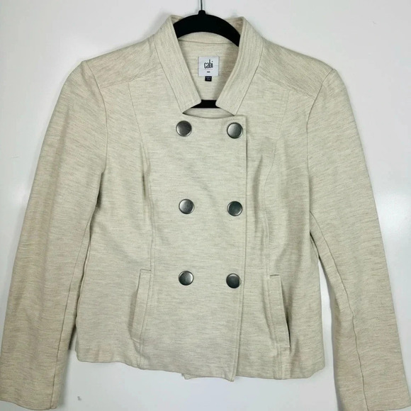Cabi Knit Moto Jacket Double Breasted Button‎ Front Blazer Neutral Size S - Picture 6 of 13